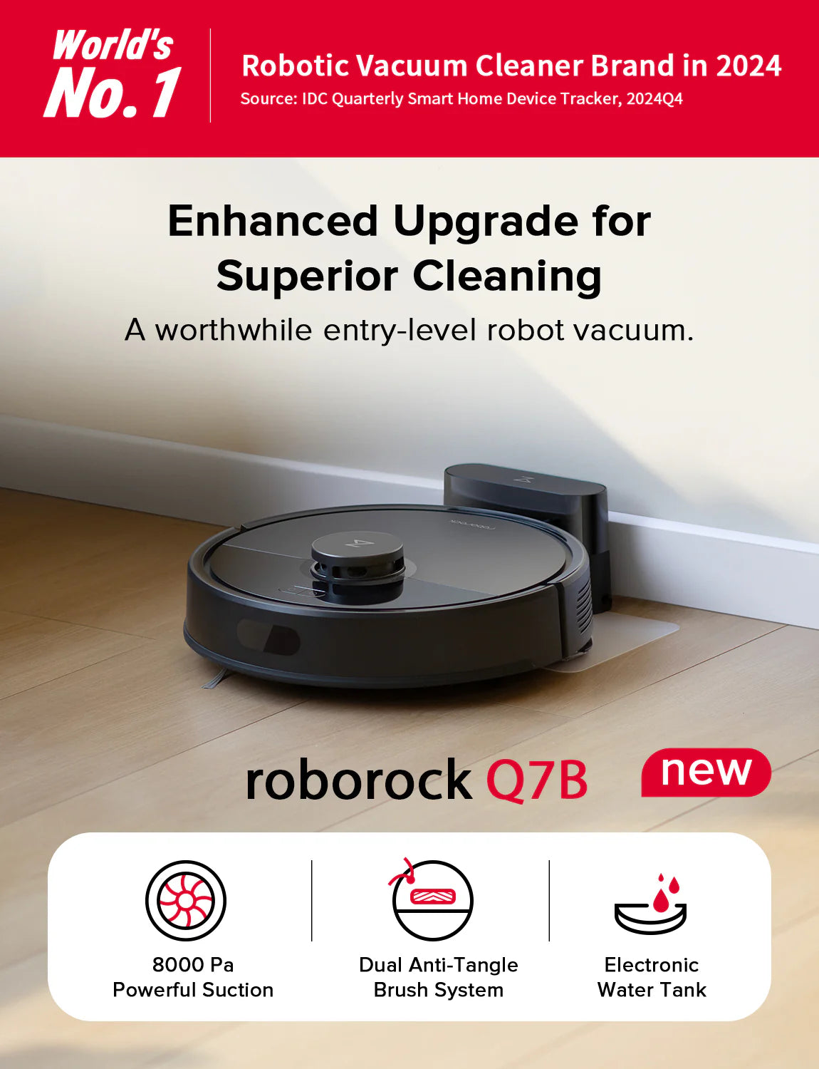 Roborock Q7B Robot Vacuum Cleaner - Certified Refurbished